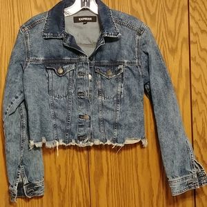 Express cropped denim jean jacket, XS